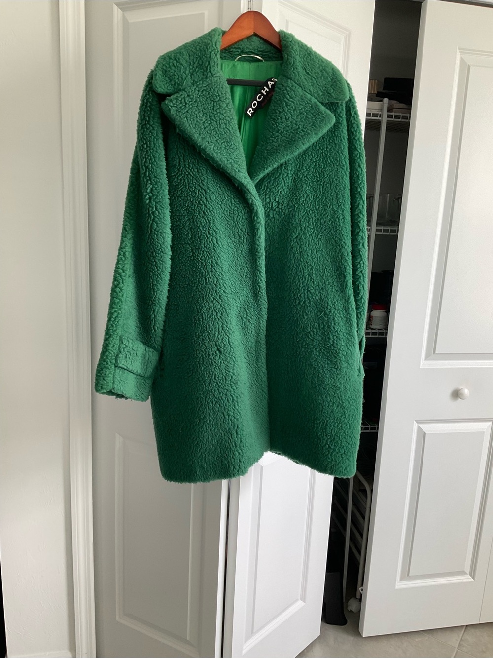 Rochas Emerald Green Teddy Coat - Plush Oversized Women's coat